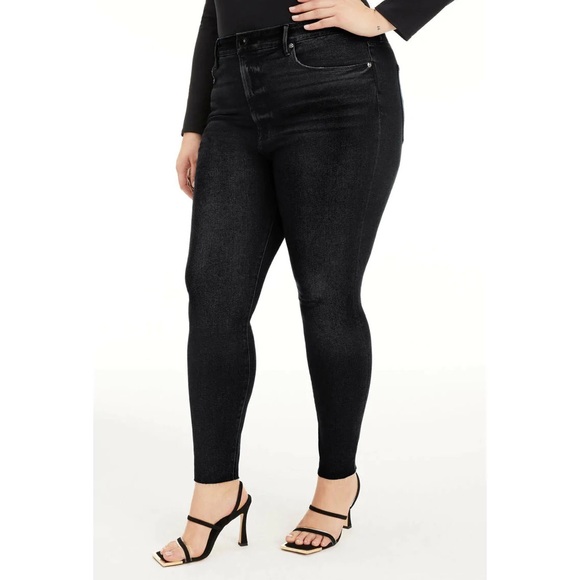 GOOD AMERICAN Good Legs Raw Hem Black Jeans - Picture 10 of 10